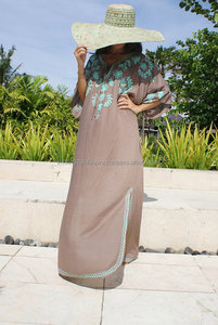 Nuevo estilo australiano celebridad moda manga murciélago bordado borla corbata cuello hendidura noche Sexy Resort vestido Boho mujer Maxi vestido - Product Image 2