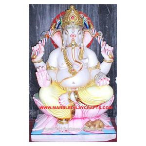 Marble Ganesha Sitting Statue India - Product Image 1
