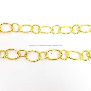 Gold Plated <b>Copper</b> Twisted Oval and Round Disc <b>Chains</b> - Hand Made Jewelry Finding <b>Chains</b> - Necklace <b>Chain</b> - Product Image 3