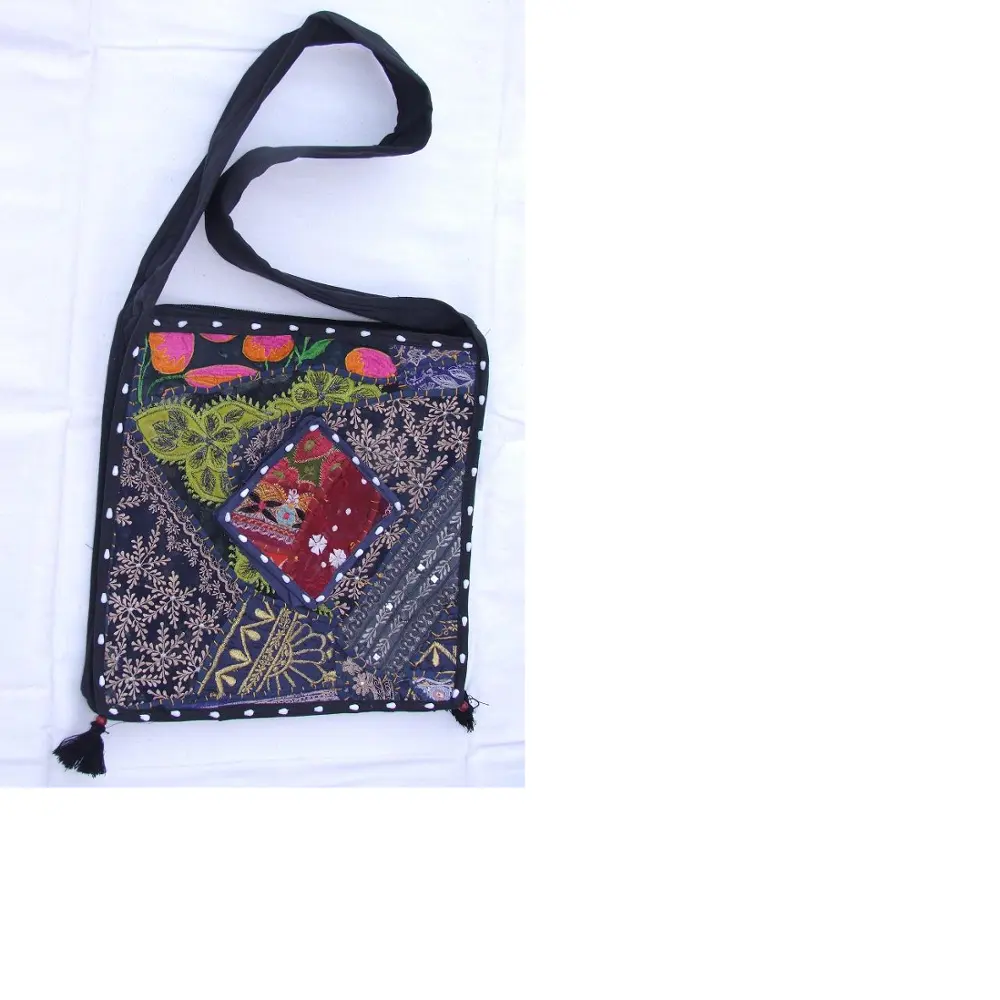 Hippie bolsas de algodão estilo banjara, sacos de retalhos com bordados para lojas de presente e lojas de acessórios de moda