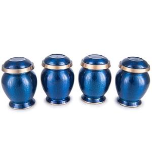 Classic Royal Blue <b>Memorial</b> Set of 4 Includes Velvet <b>Box</b> Adult Cremation Urns <b>for</b> <b>Pets</b> Funeral Ashes Brass/Aluminum Material - Product Image 1
