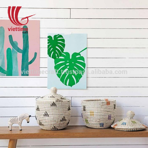 Whism — panier en jonc naturel avec couvercle, vente en gros, accessoire fait à la main, avec ficelle en plastique - Product Image 4