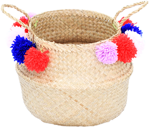 Cesta para el vientre de algas marinas naturales al por mayor, cesta tejida plegable con asas para almacenamiento en el hogar o exhibición decorativa - Product Image 3