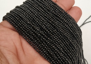 Haute qualité incroyable 1 brin magnifique spinelle noire naturelle Micro facettes Rondelle perles fabrication de bijoux - Product Image 3