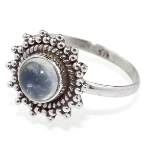 Winsome-piedra lunar de arcoíris de forma redonda, anillos de plata de ley 925 hechos a mano, Plata de piedras preciosas - Product Image 3