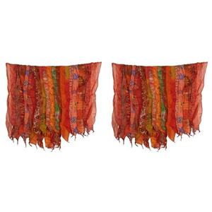 ヴィンテージサリーリサイクル素材サリインド服伝統的なスカーフインドのサリパッチリバーシブルスカーフカラフルストライプ - Product Image 1