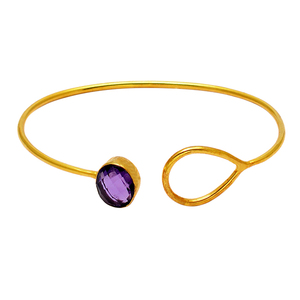 อัญมณีอเมทิสต์ธรรมชาติทรงกลม925เงินสเตอร์ลิงพร้อมกำไลชุบทองกำไลข้อมือแฟชั่นสำหรับเป็นของขวัญแต่งงาน - Product Image 4