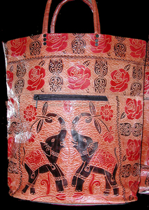 Bolso Tote de Cuero Étnico Hecho a Mano en India, Estilo Shantiniketan - Product Image 3