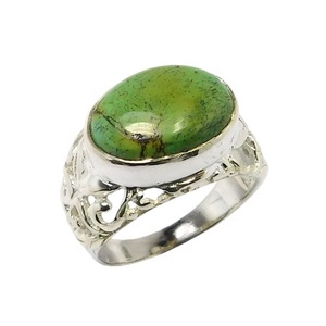 Belle mode faite à la main en argent sterling 925 Bague en pierres précieuses turquoise Bague en argent 925 Fournisseur de bagues en gros - Product Image 1