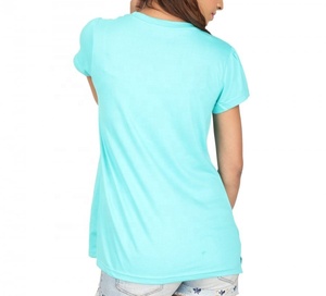 Camiseta de cuello redondo de moda de verano para mujer, manga corta, ecológica, en blanco, con estampado personalizado, decoraciones de agujeros y botones - Product Image 2