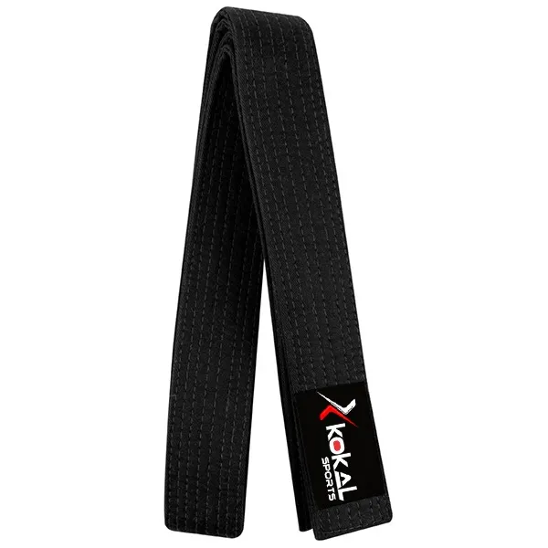 Personnalisé Solide Karaté Noir Ceinture Ceintures D'arts Martiaux Personnalisés 100% Coton KS-10504 Kokal Sport Durable Adapté Aux Besoins Du Client Taille PK