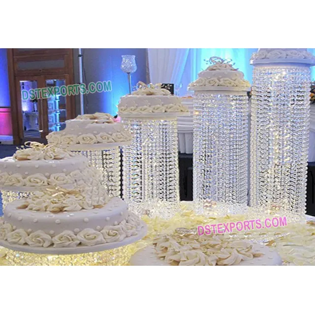 Wedding Cake Tafel Kristal Decor Indiase Bruiloft Tafel Kristal Centrum Stukken Nieuwste Ontwerp Cake Stand