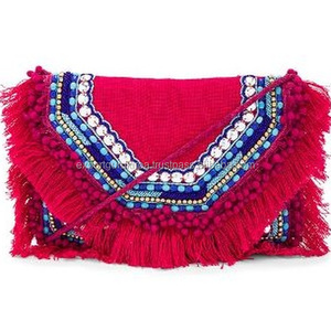 Indian Boho Collection Mujeres con cuentas hechas a mano Hombro Noche Compras Embrague Bolsos Bordado Diseñador Messenger Bag Cremallera - Product Image 1