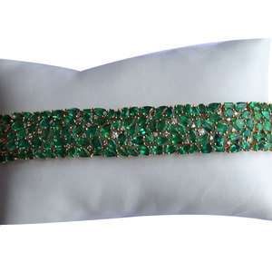 Diamant naturel en or jaune 14 carats de haute qualité avec bracelet en pierres précieuses en forme de mélange d'émeraude précieuse bijoux pour la vente en gros - Product Image 1