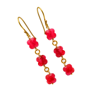 Hermoso pendiente de piedras preciosas de rubí Pendientes colgantes de alambre de oreja chapados en oro de Plata de Ley 925 Pendientes colgantes de moda para mujer. - Product Image 2