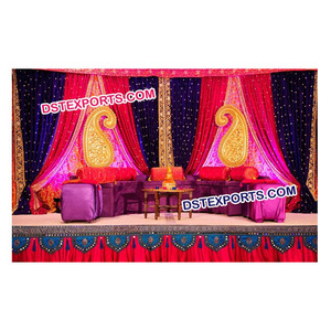 Stylish Wedding Carry Mehandi Stage <b>Decoration</b> Modern Style Wedding Golden Paisleys Mehandi Stage Wedding <b>Mehndi</b> Stage. - Product Image 1