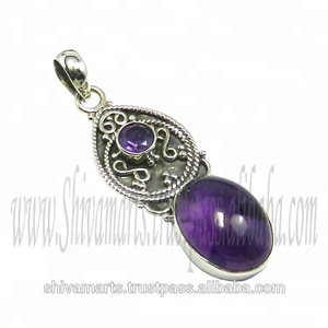 Pendentif en argent sterling 925 fait à la main avec pierre précieuse améthyste violette naturelle plaquée or pour femme - Product Image 2