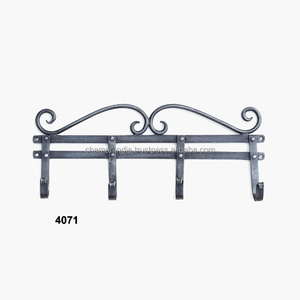 Cintre mural en fer forgé 4 crochets, petit porte-clés de ferme pour mur-Tourbillon artisanal 4 crochets de clé pour l'entrée de la maison - Product Image 1