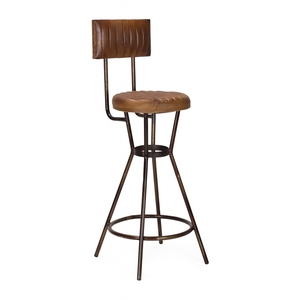 Chaise en cuir et fer industriel indien - Product Image 3