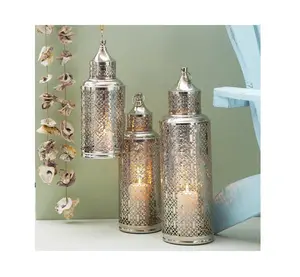 Etched Metal <b>Candle</b> <b>Lantern</b> in Silver loving Round Metal <b>Lantern</b> For Home And Wedding Decoration In Bulk Top Selling <b>Lantern</b> - Product Image 1