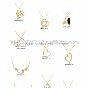 Collier à breloques en forme de cœur en or massif 14 carats Bijoux fins pour femmes fabriqués en Turquie - Product Image 6