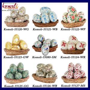 Peint à la main fleur rouge en bois décoration de pâques oeufs en gros - Product Image 5