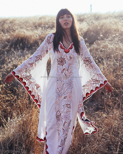 โรแมนติก Hue Wildly ผู้หญิงพีชดอกไม้ผีเสื้อปักเสื้อ \ \ \ \ \ \ \ \ \ \ \ \ \ \ \ \ \ Caftan ชุดพิเศษฤดูร้อน Love ผ้าฝ้าย Maxi Dress - Product Image 4