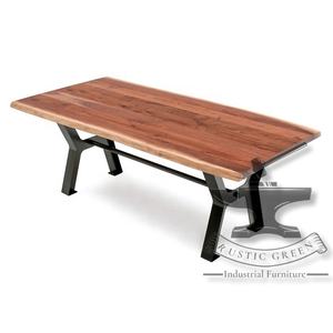 Mesa de comedor con borde vivo de diseño Industrial, patas de Metal duraderas, parte superior de madera, tamaño personalizado, Color, sala de estar, cocina, restaurante - Product Image 5