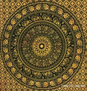 พรมผ้าฝ้ายลายช้างมันดาลาทำด้วยมือขนาดเล็กลายดอกไม้ตกแต่งผนังสไตล์อินเดีย - Product Image 2