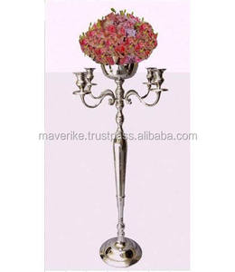 เชิงเทียนโลหะทำมือที่ใส่ดอกไม้เชิงเทียนโลหะชุบเงินสำหรับงานแต่งงานงานเลี้ยงตกแต่งตรงกลางชั้นเชิงเทียน - Product Image 1
