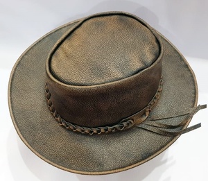Sombrero de vaquero Vintage duradero de cuero suave de grano completo genuino de estilo occidental clásico para fiestas y pesca al aire libre resistentes - Product Image 2