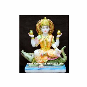 Ídolos Religiosos Indios de Ganga Maa Pintados con Mármol Blanco - Product Image 1