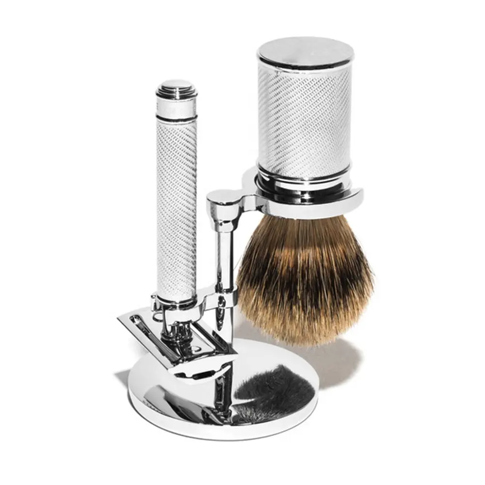 High quality shaving brush shave stand and de safety razor men shaving set for men shave