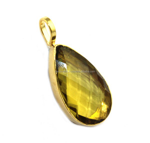 Pendentif en quartz hydro multicolore pendentif en pierre à facettes de grande taille fait à la main en laiton massif pendentif en pierre naturelle de gros - Product Image 3