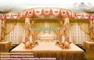 Nuevo diseño hindú boda Mandap fibra dorada Mandap venta asequible mejor diseñador indio boda decoración Mandap Australia - Product Image 4