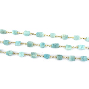 Amazonita, Rosario, cadena de piedras preciosas, joyería chapada en oro - Product Image 3