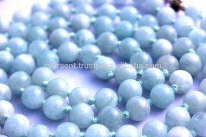 Collier Mala unisexe en cristal de guérison noué avec aigue-marine 108 perles, bouddhisme religieux, fêtes, pompon, perle, diamant - Product Image 3