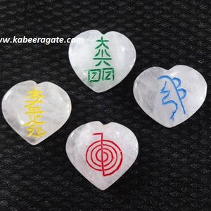 Set de Reiki curativo, Set de Reiki con corazones de cuarzo rosa de colores, venta al por mayor - Product Image 1
