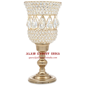 Antica illuminazione di cristallo e metallo oro uragani portacandele scintillante eleganza scintillante proprio come il portacandele di diamante - Product Image 1
