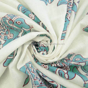 10 Yard <b>Elephant</b> Print Cotton Fabric Indian Hand Block Sanganeri Printed Natural Cotton Fabric, Jaipuri Print Running Fabric HPS - Product Image 2