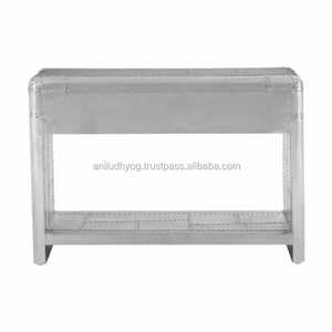 Mesa de consola con 2 cajones, estilo aviador, de aluminio - Product Image 2