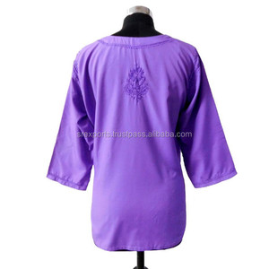 De polietileno crepe pollo bordado kurti luckhnowi túnica púrpura bordado blusa corta - Product Image 3