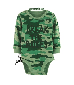 Fabricante de Tirupur, Body para Bebé 100% Algodón, Mono de Camuflaje de Manga Corta, Proveedor OEM al por Mayor en India - Product Image 1