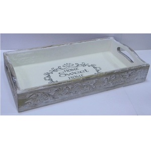 Wooden Tray with Hand Cut Work Outside and Screen Printing on <b>Mirror</b> Inside - Product Image 3