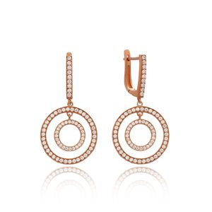 Pendientes colgantes chapados en oro rosa con forma redonda, joyería de plata de ley 925 hecha a mano, venta al por mayor - Product Image 1