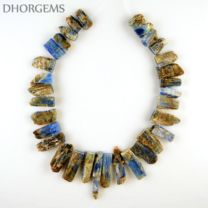Perles brutes de cyanite bleue naturelle de haute qualité, 12-14 pouces, certifiées GIA, longs brins pour la fabrication de bijoux en gros - Product Image 2