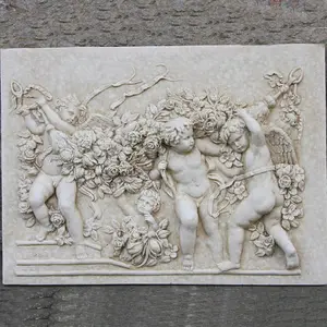 Décoration de jardin en marbre, Sculpture avec ange, Relief murale, pour enfant, Art