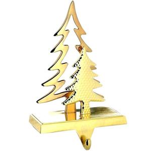 Cast Aluminum Gold Plated Double Tree <b>Stocking</b> <b>Holder</b> - Product Image 1