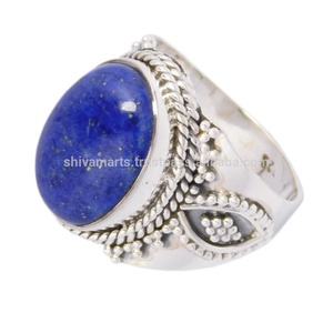 Solid 925 Sterling <b>Silver</b> Eternity Vermeil <b>Ring</b> for <b>Men</b> With Blue Lapis Lazuli Stone <b>Rings</b> New Fashion <b>Silver</b> Jewelry - Product Image 3