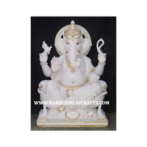 รูปปั้นพระพิฆเนศหินอ่อนสีขาว - Product Image 1